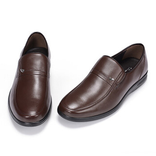 富贵鸟（FUGUINIAO) 商务休闲鞋男士皮鞋商务鞋套脚男鞋S893332 棕色 39