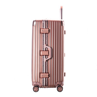 PointKid 铝框拉杆箱运动版男女万向轮26英寸旅行箱加厚款大容量行李箱密码箱包 1701玫瑰金