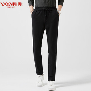 鸭鸭（YAYA）卫裤男2019新款修身小脚裤韩版潮流时尚运动裤子男长裤 GSXX7001 黑色 S