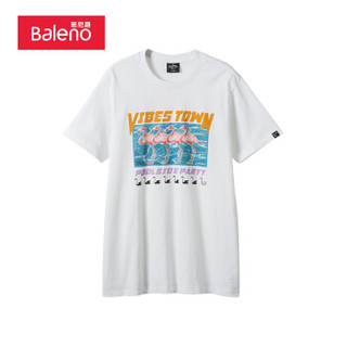 班尼路（Baleno）T恤男 2019新款男装大图案印花T恤 01W 漂白 L