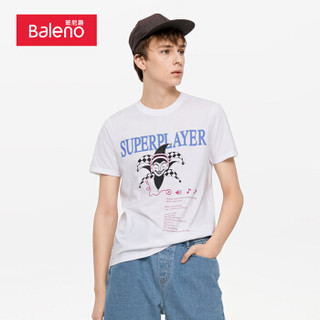 班尼路 Baleno T恤男 2019夏季新品搞怪马戏小丑印花T恤 01W 漂白 S