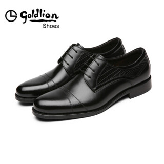 金利来（goldlion）男鞋商务休闲正装鞋舒适透气皮鞋J809C1357-黑色-40码