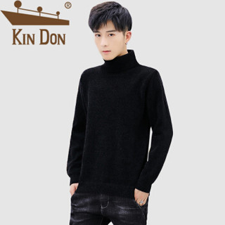 金盾（KIN DON）针织衫 男2019秋季新款休闲百搭韩版潮流时尚高领纯色长袖打底衫 XZ217-1921 黑色 3XL