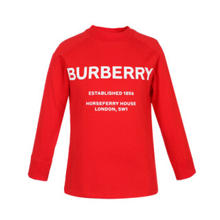 BURBERRY 巴宝莉/博柏利 奢侈品童装 19秋冬新款 男童亮红色棉质印花圆领长袖T恤 80127631 12Y/12岁/152cm