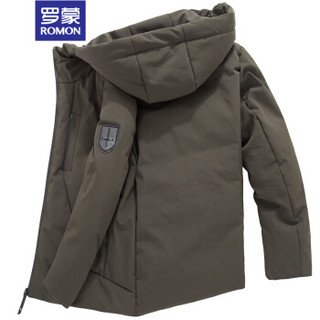 罗蒙（ROMON）羽绒服男 短款2019冬季新款连帽外套青年保暖防风休闲韩版修身上衣 8YR972005 军绿 180/XL