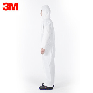 3M 透气带帽连体防护服 工作服 工装服 工作服套装 防颗粒物及液体有限喷溅 4515 白色XL