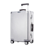 PointKid 铝框28英寸万向轮拉杆箱旅行箱男女密码锁复古简约轻奢行李箱 1606银色