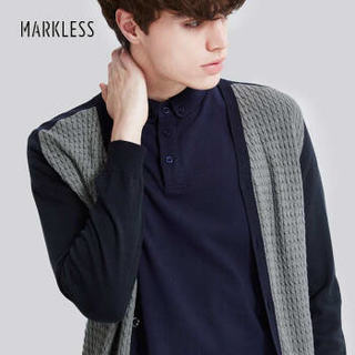 Markless 针织衫男棉青年v领毛衣外套MSA7710M 灰色 170/M