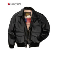 Luxury Lane 真皮皮衣夹克男士二战经典A2飞行员皮夹克加棉保暖外套加肥加大 猪皮 黑色 M(体重70-80kg)