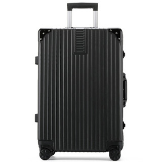 卡帝乐鳄鱼(CARTELO) 行李箱男女24英寸拉杆箱密码箱直角铝框款旅行箱 黑色