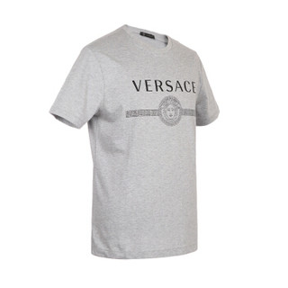 VERSACE 范思哲 奢侈品 19秋冬新款 男士灰色棉质LOGO图案短袖T恤 A83159 A228806 A809 L码