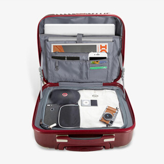莎米特SUMMIT拉杆箱万向轮18英寸女小型密码行李箱旅行登机箱PC材质 PC338TCA防刮酒红