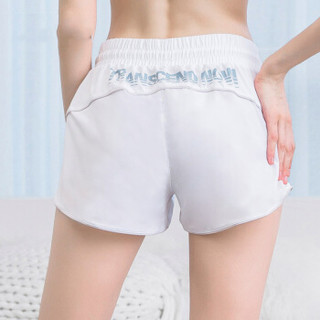 维迩旎 2019夏季新款女装新品运动跑步短裤女防走光口袋瑜伽热裤健身短裤 HCRQDK191 白色 XL