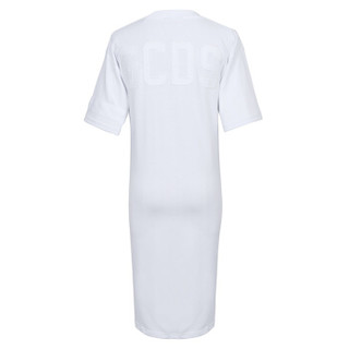 GCDS 女士白色棉质字母图案T恤裙 CC94W020076 01 M码