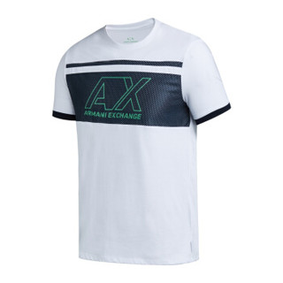 ARMANI EXCHANGE 阿玛尼奢侈品男士网面拼接针织T恤衫 3GZT88-ZJ3AZ WHITE-1100 M