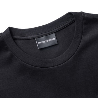 EMPORIO ARMANI阿玛尼奢侈品男士品牌装饰带简约短袖T恤 3G1TM5-1JTUZ BLACK-F066 L