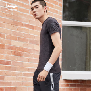 李宁 LI-NING 2019新品篮球系列男子修身短袖T恤ATSP289-2 混色花灰 M