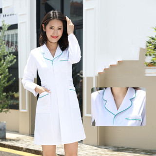 Markentsee 2019秋季新品女装药店口腔美容纹绣师工服护士服长袖女白大褂 GZHNZK13 浅蓝领短袖 XS