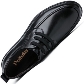 波图蕾斯(Poitulas)皮鞋男士时尚英伦商务休闲鞋舒适系带正装皮鞋男鞋子 9881 黑色 41