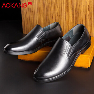 奥康（Aokang） 男士日常轻质透气商务休闲低帮皮鞋183110025黑色38码