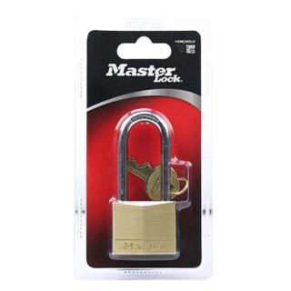玛斯特（Master Lock）黄铜加长钩挂锁家用实心仓库大门锁140MCNDLH 美国专业锁具品牌