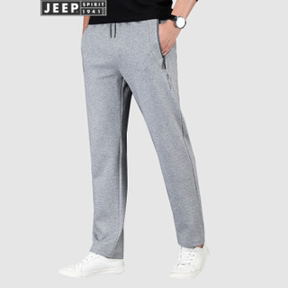 吉普(JEEP)运动卫裤男2019秋季新品中腰直筒长裤运动裤时尚纯色针织大码休闲男裤X-3978 灰色 M