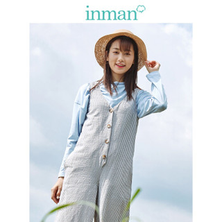 茵曼（INMAN）2019秋季新款纯色半高领休闲百搭运动潮流长袖T恤女 18930|21483 浅蓝色 XL