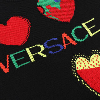 VERSACE 范思哲 奢侈品 19秋冬新款 男士黑色羊毛心形图案针织衫 A83617 A230678 A708 52码 185/96B