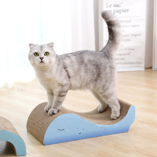 华元宠具（hoopet）猫抓板耐磨瓦楞纸猫爬板练爪磨爪器防猫抓沙发保护小鲸鱼猫抓板蓝