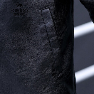 虎都（FORDOO）男士皮衣 2019秋季简约潮流时尚型男个性百搭舒适外套 VA4AH19788918 黑色 XL