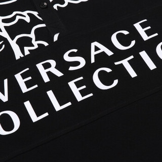 VERSACE COLLECTION 范思哲 奢侈品 19秋冬新款 男士黑色棉质印花短袖POLO衫 V800898 VJ00068 V7008 M码