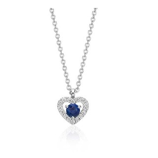 银联爆品日：Blue Nile 14k白金 蓝宝石与钻石密钉心形项链
