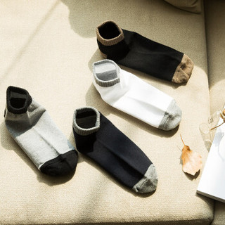 帕兰朵（PLANDOO）男袜纯色棉质短筒袜男士棉袜混色5双礼盒装混色均码
