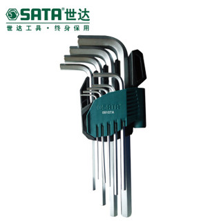 世达（SATA）9件铬钒钢加长内六角扳手组套   09107A 钢制