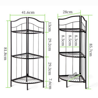 欧润哲 花盆架 加厚大号三层角型置物架花盘收纳架 黑色