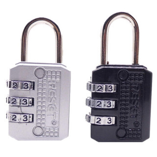 锐赛特（RESET）RST-071 3位密码锁 箱包锁储物柜健身房挂锁 迷你彩色密码锁挂锁  黑银组合2把装