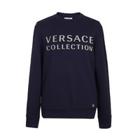 VERSACE COLLECTION 范思哲 奢侈品 19秋冬新款 男士深蓝色棉质LOGO长袖卫衣 V800821Z VJ00358 V1380 S码