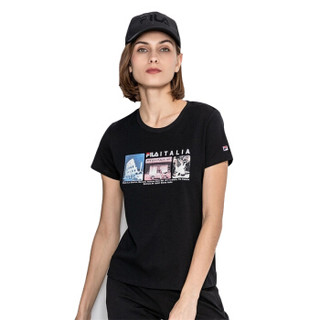 斐乐（FILA）女子短袖T恤 深黑-BK XL