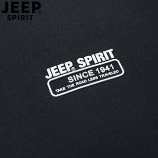 吉普 JEEP  卫衣男2019春季新款套头圆领上衣男士印花休闲上衣外套男LS15002 黑色 M