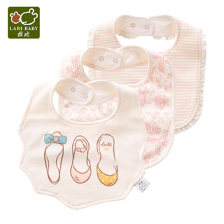拉比（Labi Baby）婴儿用品口水巾宝宝围嘴围兜防水新生儿口水兜自营 淑女后扣口水巾（3个装）