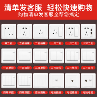 德力西(DELIXI)开关插座面板 CD820系列 双开二开双控开关 经典白