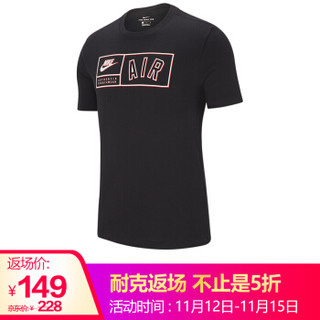 耐克NIKE 男子 休闲 短袖T恤 TEE CLTR NIKE AIR 短袖文化衫 AV9964-010黑色XL码