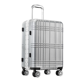 卡拉羊铝框拉杆箱20英寸男女可登机行李箱防刮耐磨旅行箱商务出差密码箱子CX8629银灰