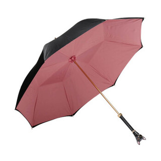 Pasotti 葩莎帝 女士奢华系列粉色黑色拼色聚酯纤维双层布黑色猫手杖式雨伞遮阳伞 WLX52