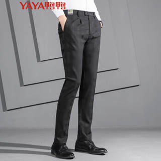 鸭鸭（YAYA）休闲裤男2019新款韩版显瘦修身小脚时尚免烫长裤子GSXX7013 黑色 36