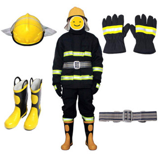 腾驰 3C认证消防服套装 14款消防员灭火防护服防护衣服头套战斗服强检消防服五件套XL（165-175cm）43码鞋
