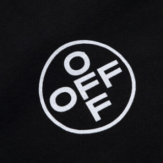 off white 男士黑色logo印花图案棉质套头连帽卫衣 ombb034r