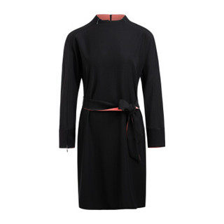 EMPORIO ARMANI阿玛尼奢侈品女士时尚系带长袖连衣裙 2NA12T-2M015 BLACK-999 44
