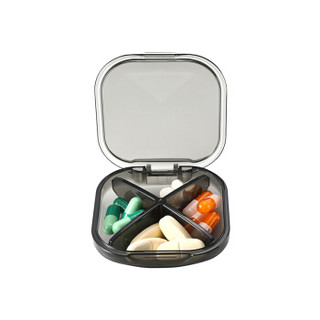 BUBM 小药盒便携一周旅行随身药品收纳盒分装迷你大容量密封药盒多功能收纳盒 BXYH-B曜影黑