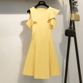 Markentsee 2019夏新品连衣裙女装韩版时尚名媛气质白色无袖礼服雪纺裙子显瘦 zx5B604-828DD 蓝色L XL